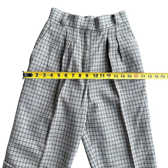 Vintage JH Collectibles Women's 100% Wool Trousers Plaid Beige Sz 6 Made in USA - Picture 7 of 11